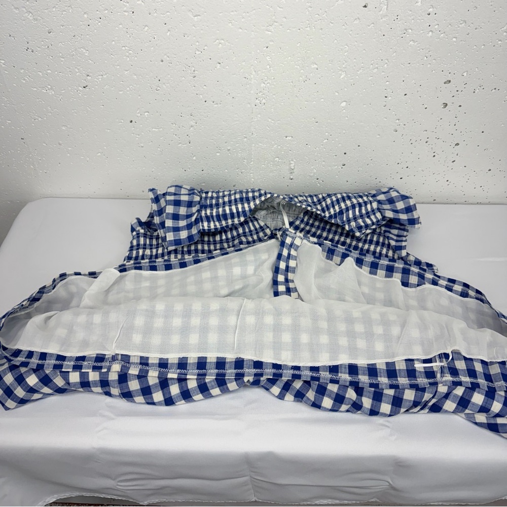 Anthropologie Size 1X Peregrine Blue & White Checkered Gingham Mini Dress - Picture 10 of 15